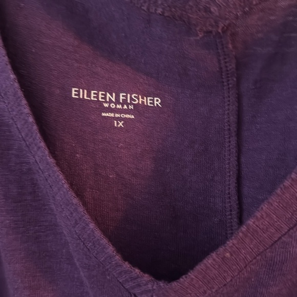 Eileen Fisher Size 1X Purple linen Tunic Top - Picture 2 of 5